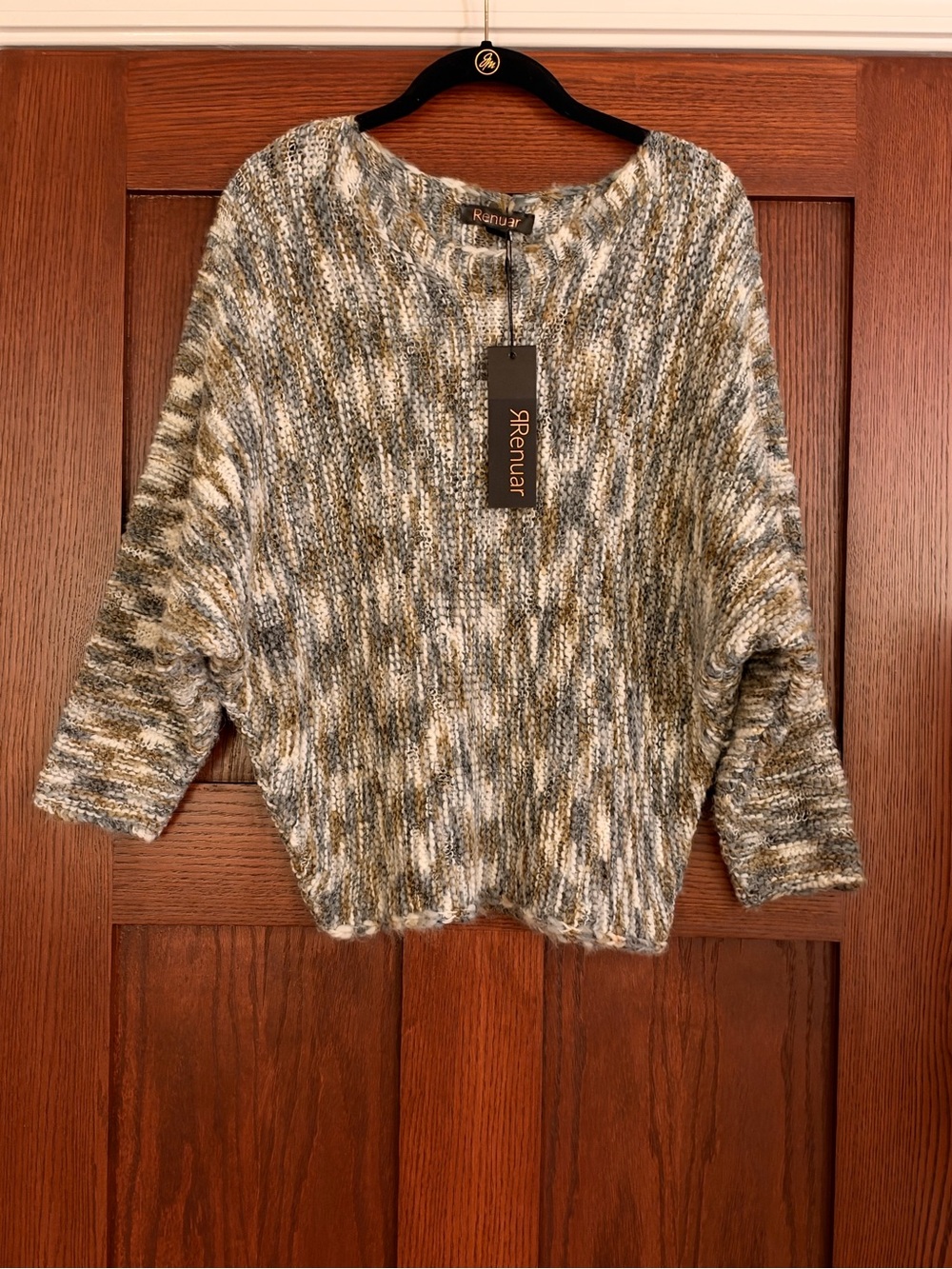 ❤️❤️NWT Renuar Marled Neutral Gray Tan Cozy Batwing Sleeve Sweater Medium